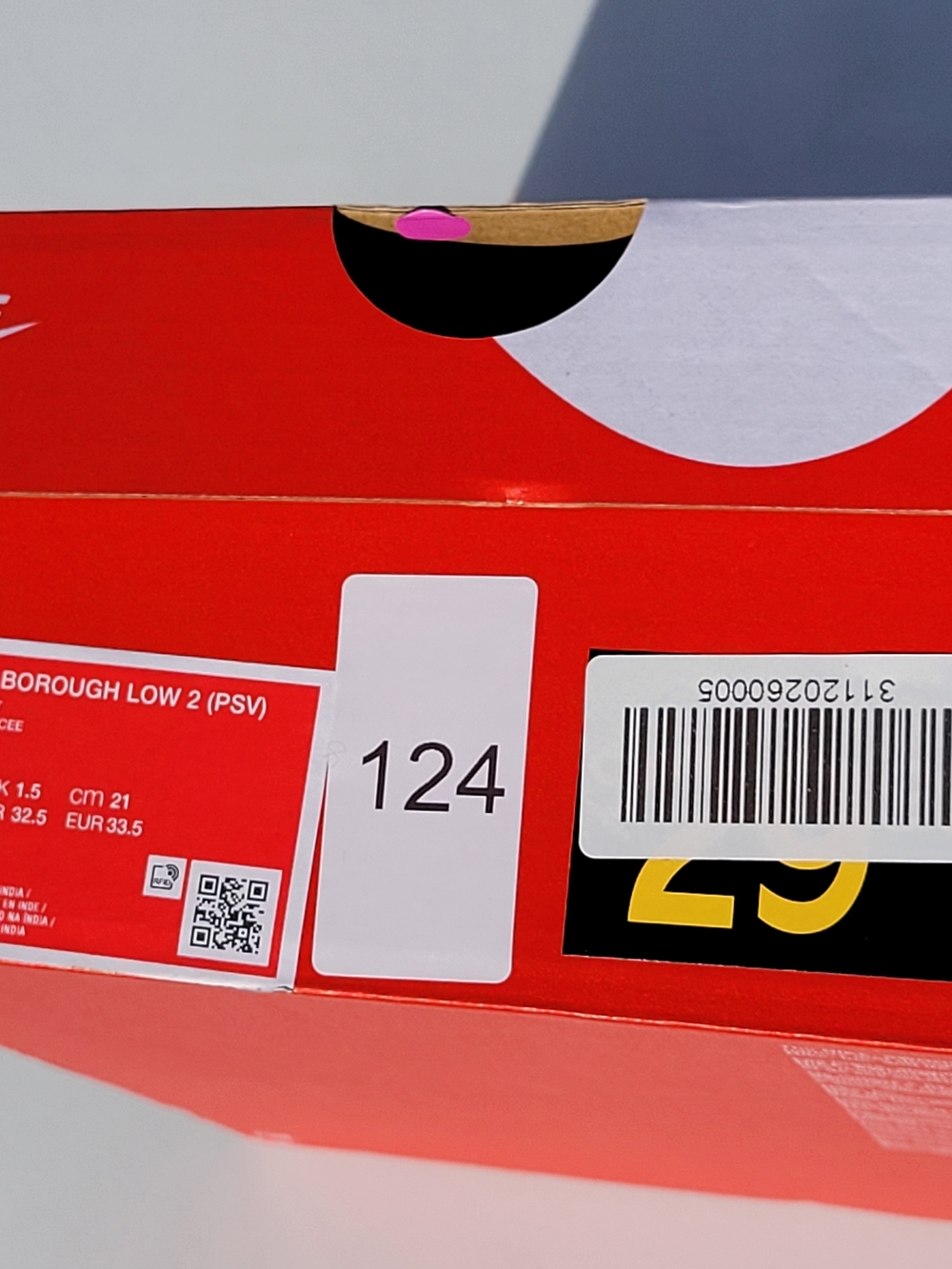 KIDS 2Y NIKE COURT BOROUGH LOW 2 SNEAKER SHOE – WHITE/DARK BEETROOT – NEW IN BOX - Picture 8 of 8
